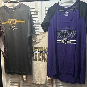 Fanatics Baltimore Ravens Adult T-Shirt Trio - Gray, Cream, Purple Size L XL XXL